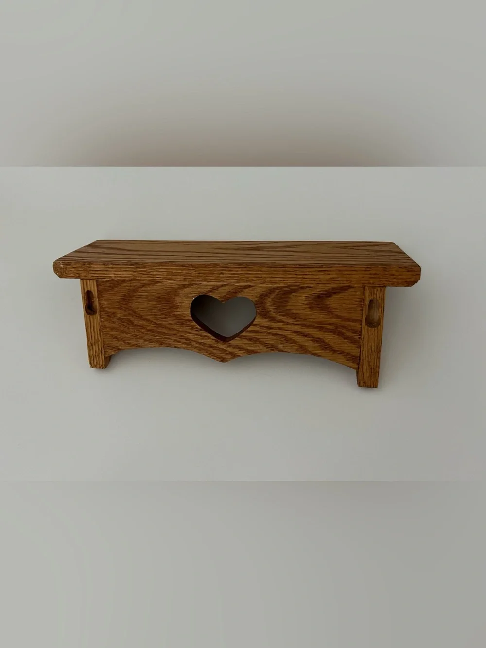 Vintage Wooden Heart Cutout Wall Shelf Hanging Cottagecore Farmhouse Decor 10”